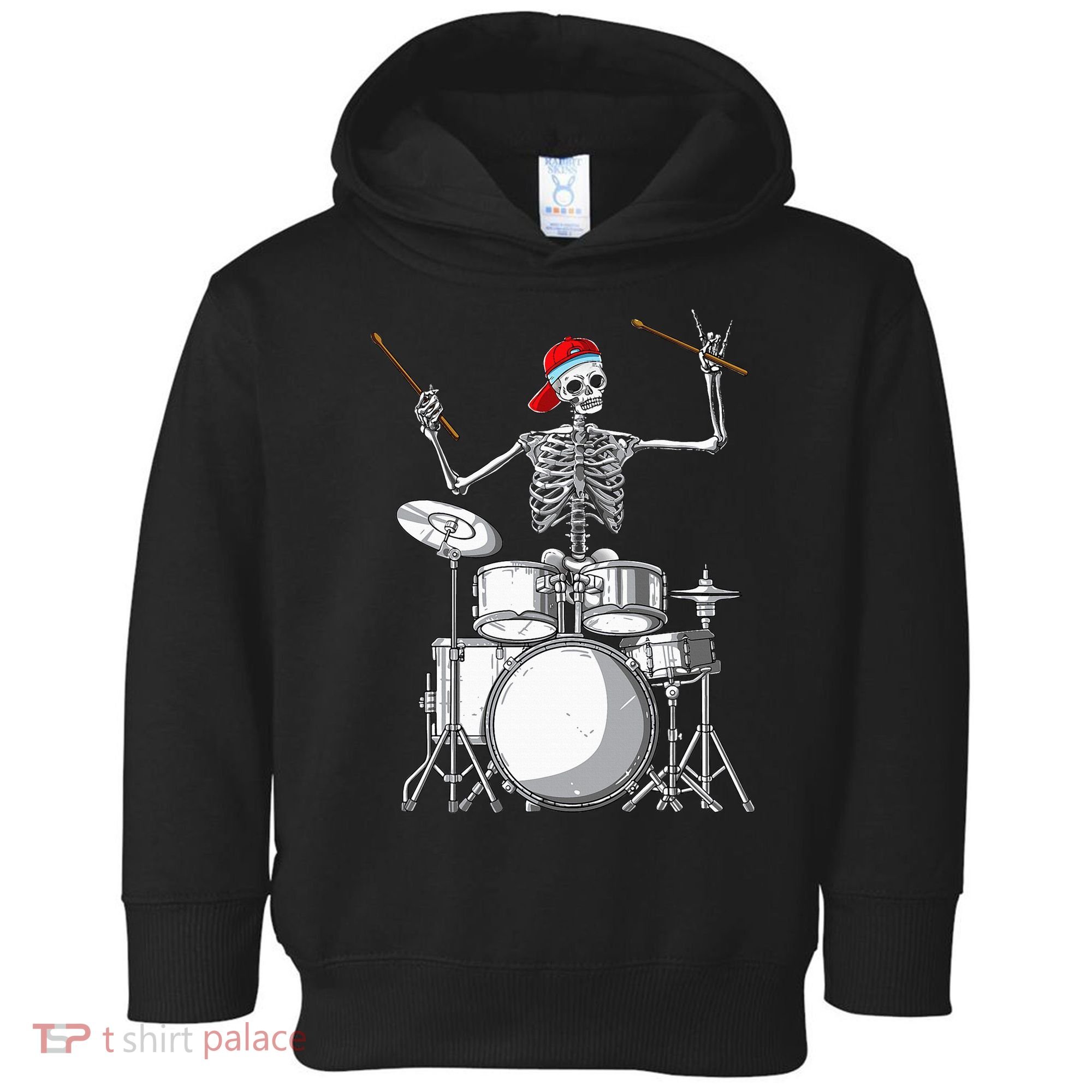 Skeleton Drummer Halloween Costume Playing Drums Gift Toddler Hoodie