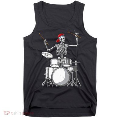 Skeleton Drummer Halloween Costume Playing Drums Gift Tank Top