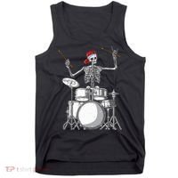 Skeleton Drummer Halloween Costume Playing Drums Gift Tank Top thumb 0
