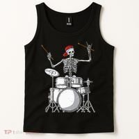 Skeleton Drummer Halloween Costume Playing Drums Gift Tank Top thumb 2