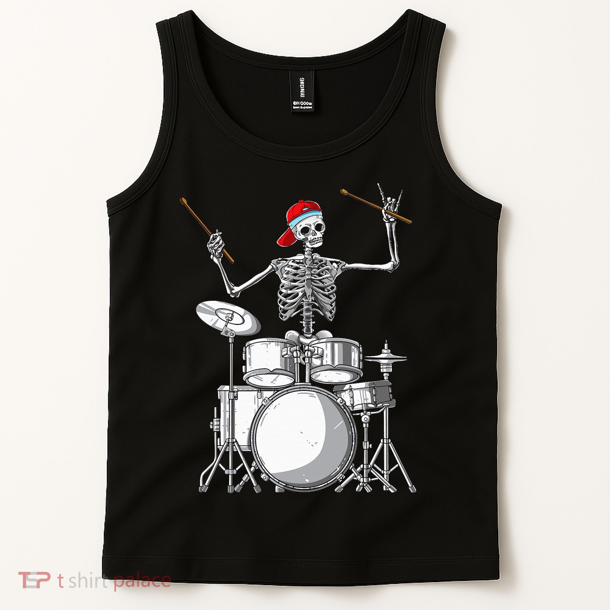 Skeleton Drummer Halloween Costume Playing Drums Gift Tank Top