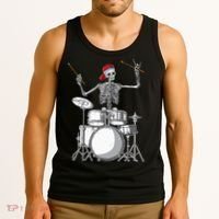 Skeleton Drummer Halloween Costume Playing Drums Gift Tank Top thumb 3