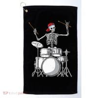 Skeleton Drummer Halloween Costume Playing Drums Gift Golf Towel thumb 0