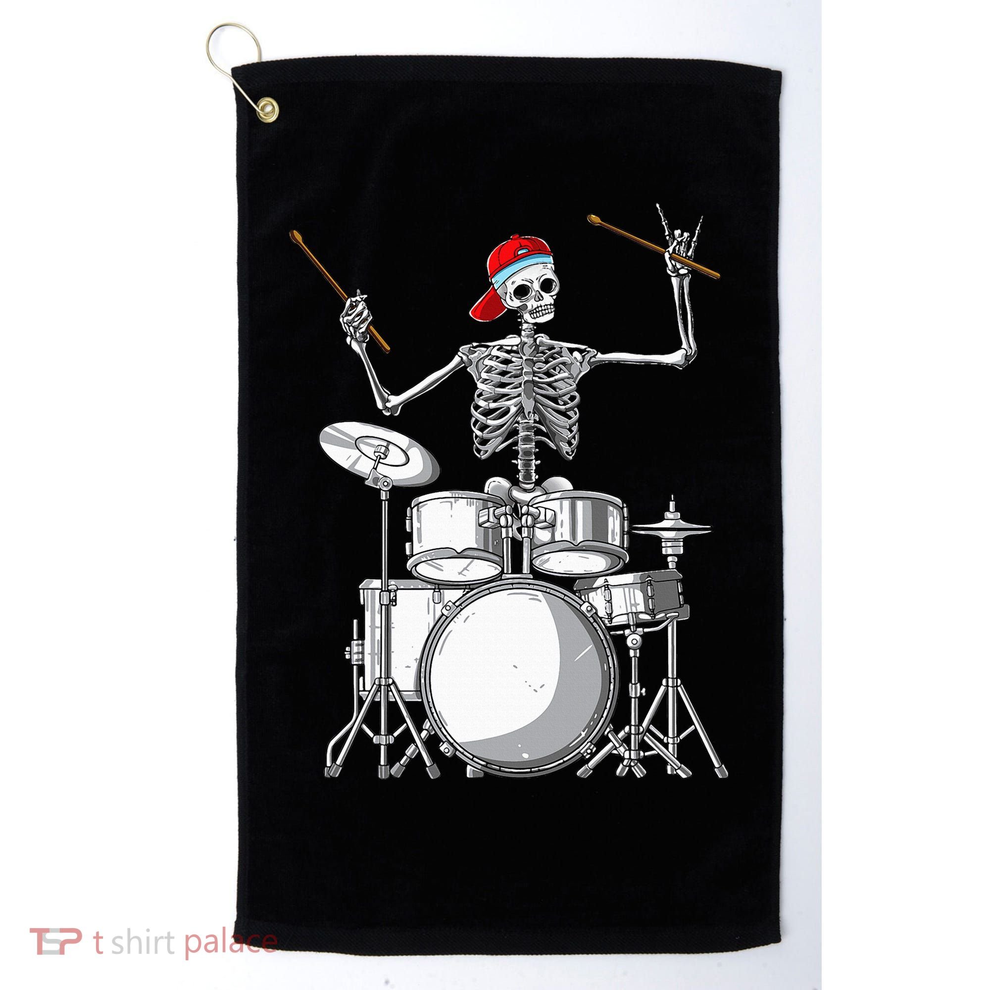 Skeleton Drummer Halloween Costume Playing Drums Gift Golf Towel