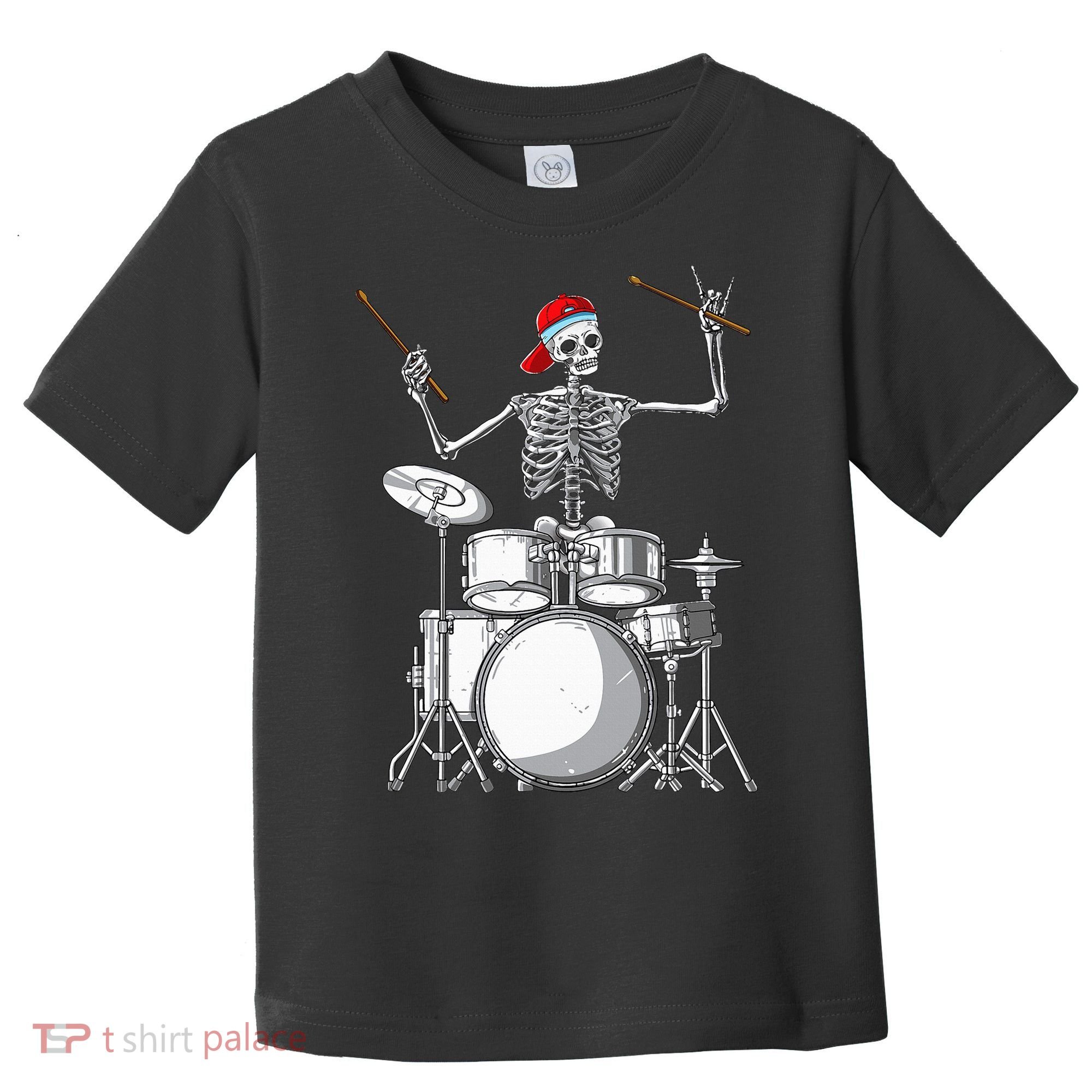 Skeleton Drummer Halloween Costume Playing Drums Gift Toddler T-Shirt