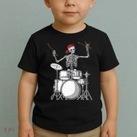 Skeleton Drummer Halloween Costume Playing Drums Gift Toddler T-Shirt thumb 2