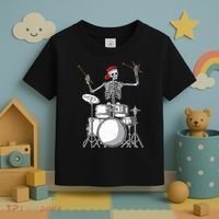 Skeleton Drummer Halloween Costume Playing Drums Gift Toddler T-Shirt thumb 3