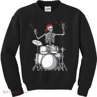 Skeleton Drummer Halloween Costume Playing Drums Gift Kids Sweatshirt thumb 0