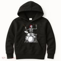 Skeleton Drummer Halloween Costume Playing Drums Gift Kids Hoodie thumb 0