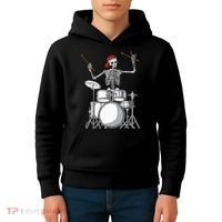 Skeleton Drummer Halloween Costume Playing Drums Gift Kids Hoodie thumb 4