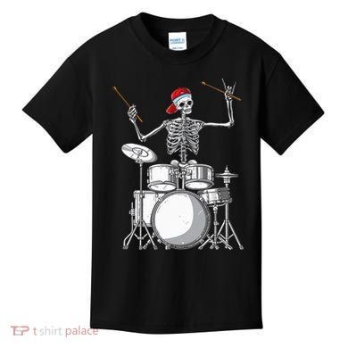 Skeleton Drummer Halloween Costume Playing Drums Gift Kids T-Shirt