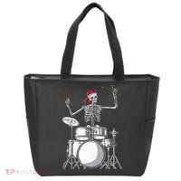 Skeleton Drummer Halloween Costume Playing Drums Gift Tote Bag thumb 0