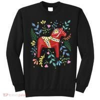 Swedish Dala Horse Folk Art Sweden Flag Dalahelmsoljd Horse Sweatshirt thumb 0