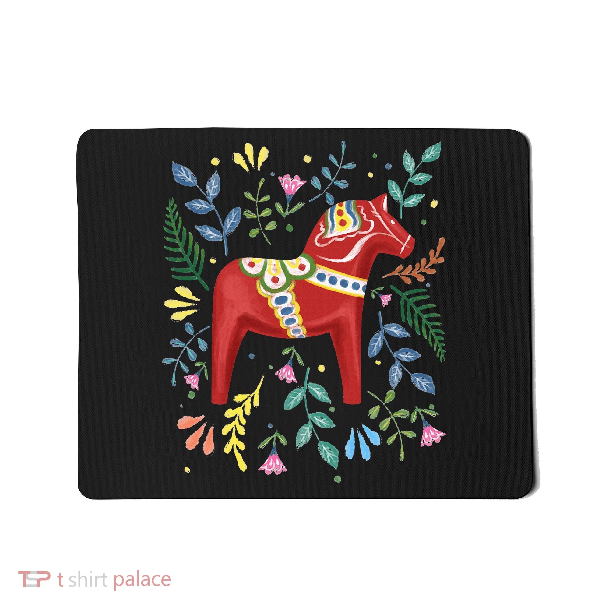 Swedish Dala Horse Folk Art Sweden Flag Dalahelmsoljd Horse Mousepad