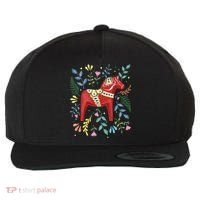 Swedish Dala Horse Folk Art Sweden Flag Dalahelmsoljd Horse Wool Snapback Cap thumb 0