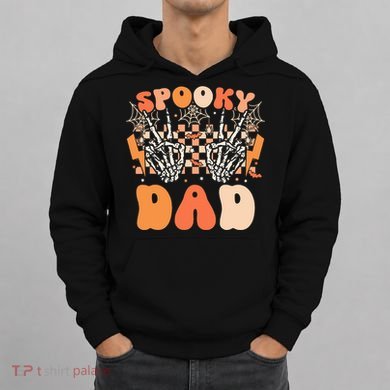 Spooky Dad Halloween Skeleton Costume Retro Groovy Hoodie