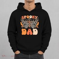 Spooky Dad Halloween Skeleton Costume Retro Groovy Hoodie thumb 0