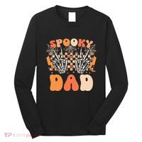 Spooky Dad Halloween Skeleton Costume Retro Groovy Long Sleeve Shirt thumb 0