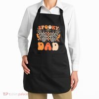 Spooky Dad Halloween Skeleton Costume Retro Groovy Apron thumb 2