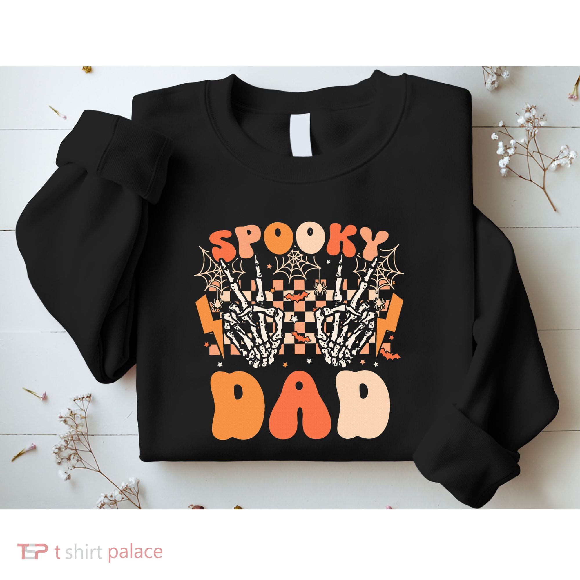 Spooky Dad Halloween Skeleton Costume Retro Groovy Sweatshirt
