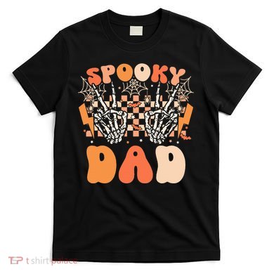 Spooky Dad Halloween Skeleton Costume Retro Groovy T-Shirt