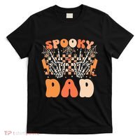 Spooky Dad Halloween Skeleton Costume Retro Groovy T-Shirt thumb 0