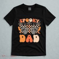 Spooky Dad Halloween Skeleton Costume Retro Groovy T-Shirt thumb 5