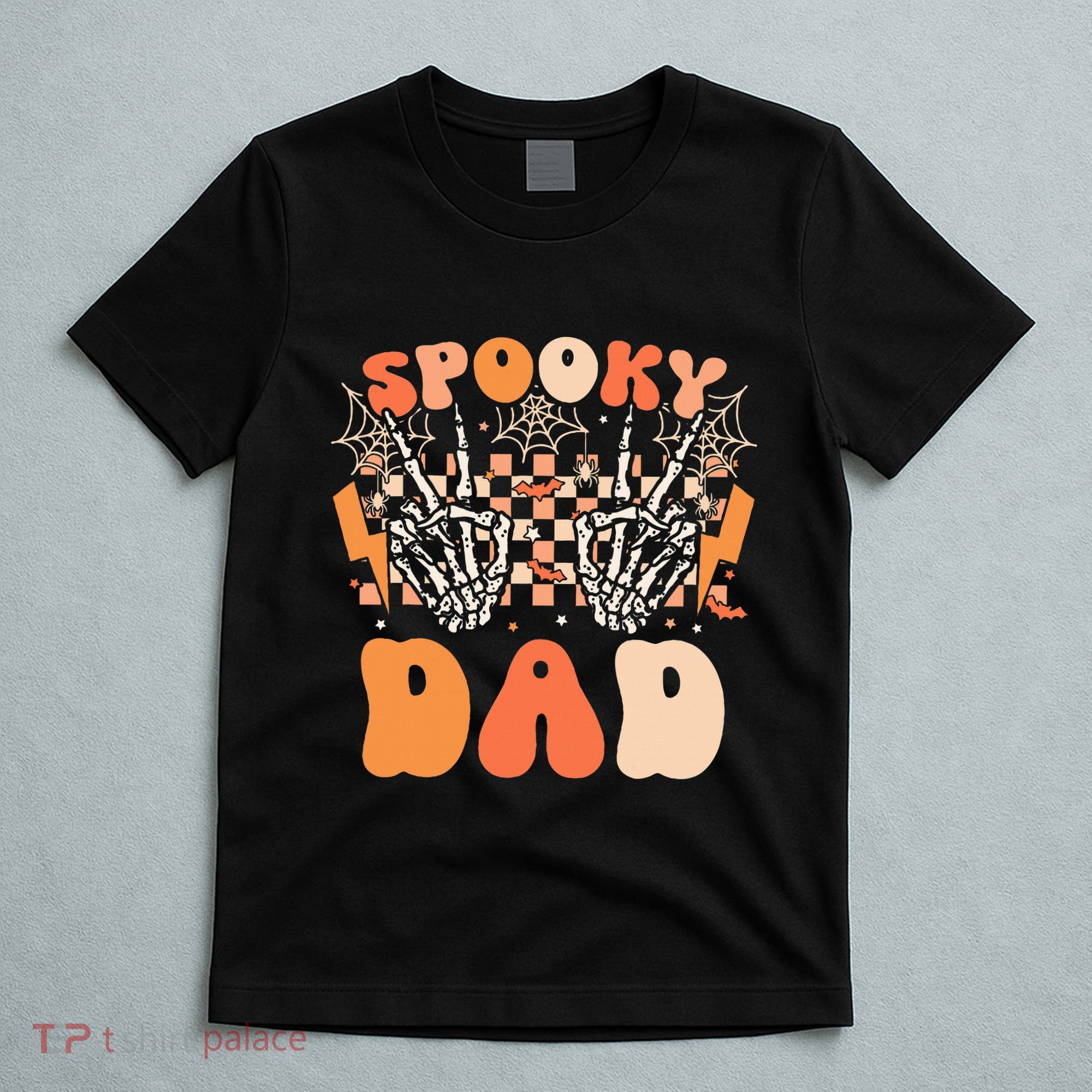 Spooky Dad Halloween Skeleton Costume Retro Groovy T-Shirt