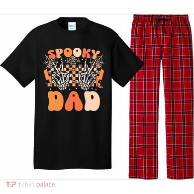 Spooky Dad Halloween Skeleton Costume Retro Groovy Pajama Set
