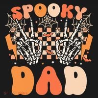 Spooky Dad Halloween Skeleton Costume Retro Groovy Polo thumb 3