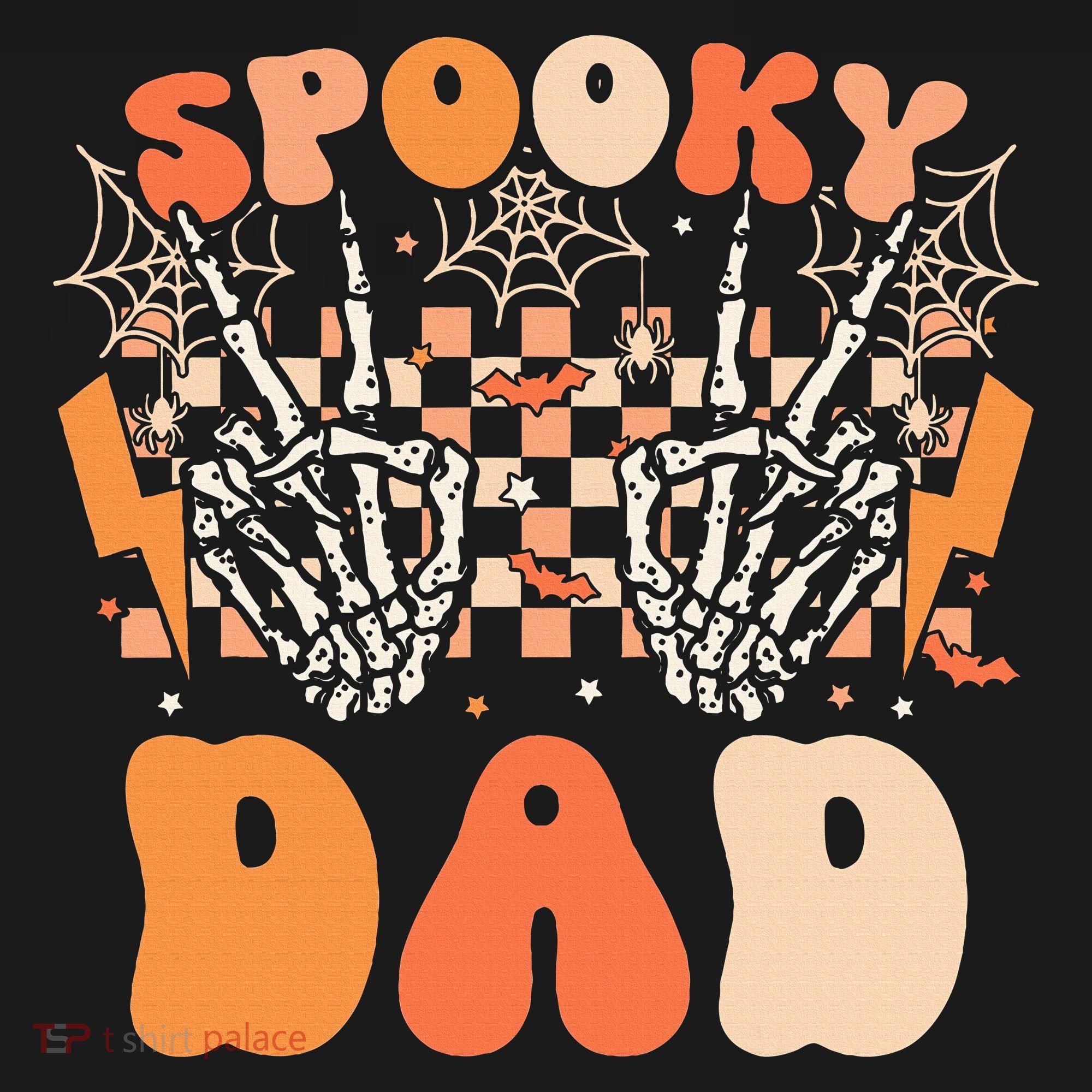 Spooky Dad Halloween Skeleton Costume Retro Groovy Polo
