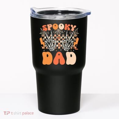 Spooky Dad Halloween Skeleton Costume Retro Groovy Tumbler
