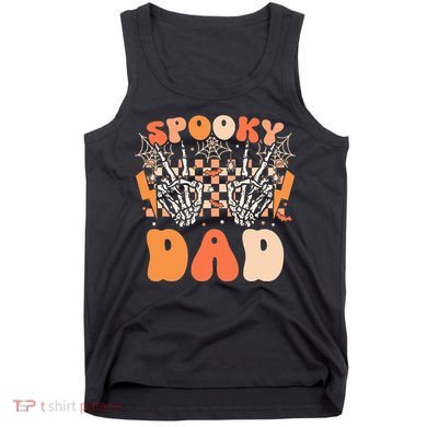 Spooky Dad Halloween Skeleton Costume Retro Groovy Tank Top