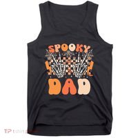 Spooky Dad Halloween Skeleton Costume Retro Groovy Tank Top thumb 0
