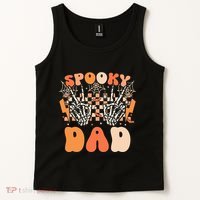 Spooky Dad Halloween Skeleton Costume Retro Groovy Tank Top thumb 2