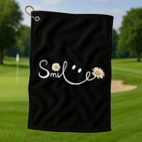Smile Daisy Happy Face Golf Towel thumb 1