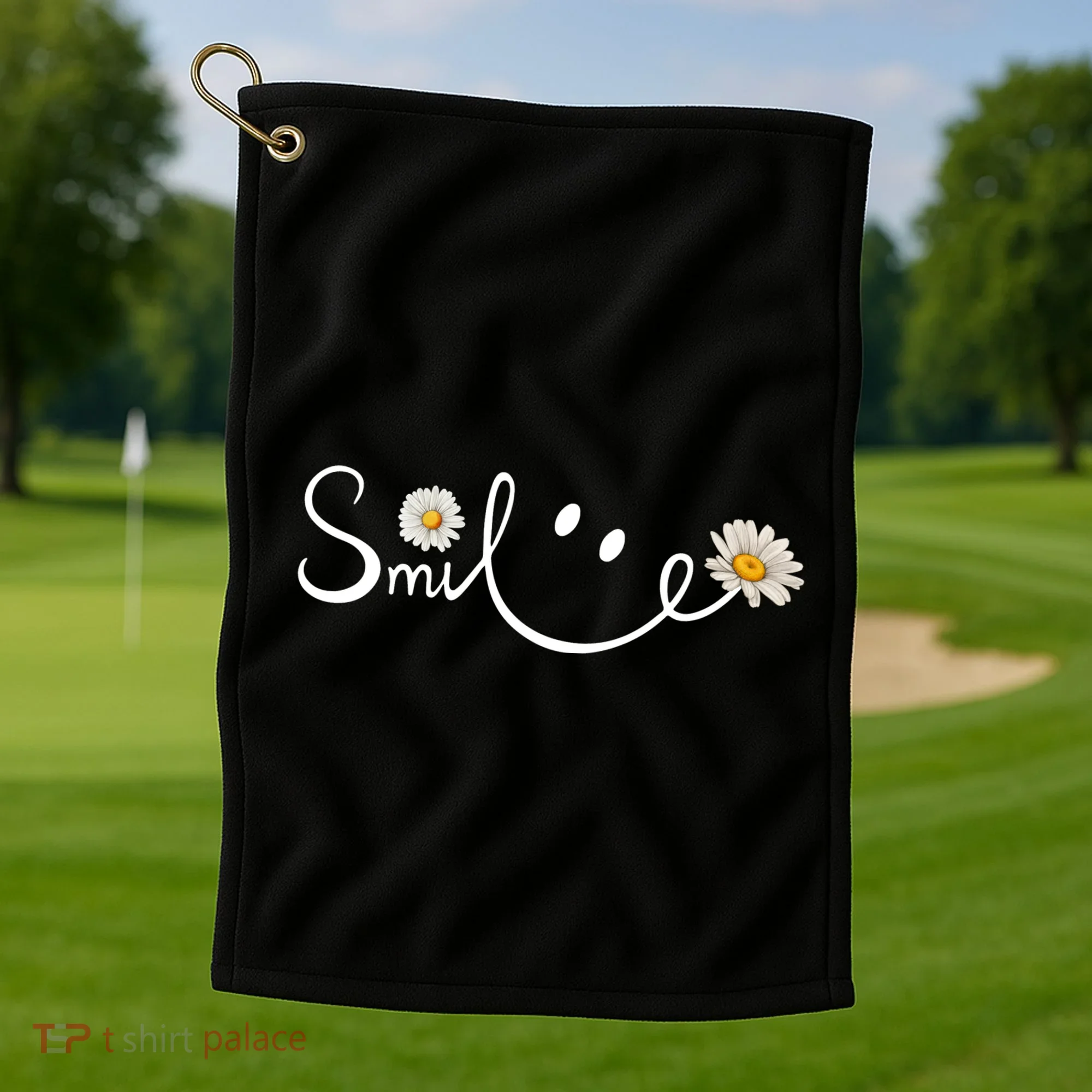 Smile Daisy Happy Face Golf Towel