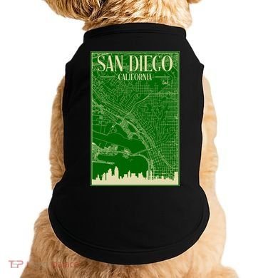 San Diego Hand Drawn Skyline Map Doggie Tank
