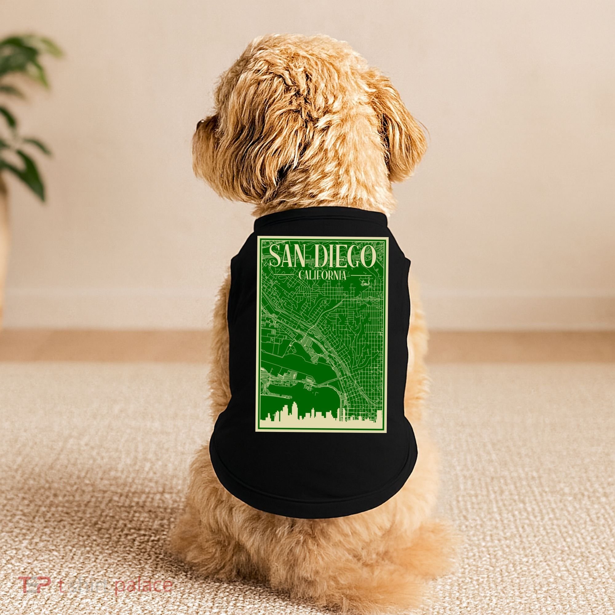 San Diego Hand Drawn Skyline Map Doggie Tank