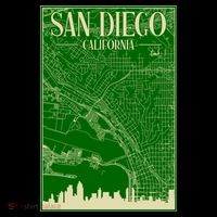 San Diego Hand Drawn Skyline Map Bucket Hat thumb 4