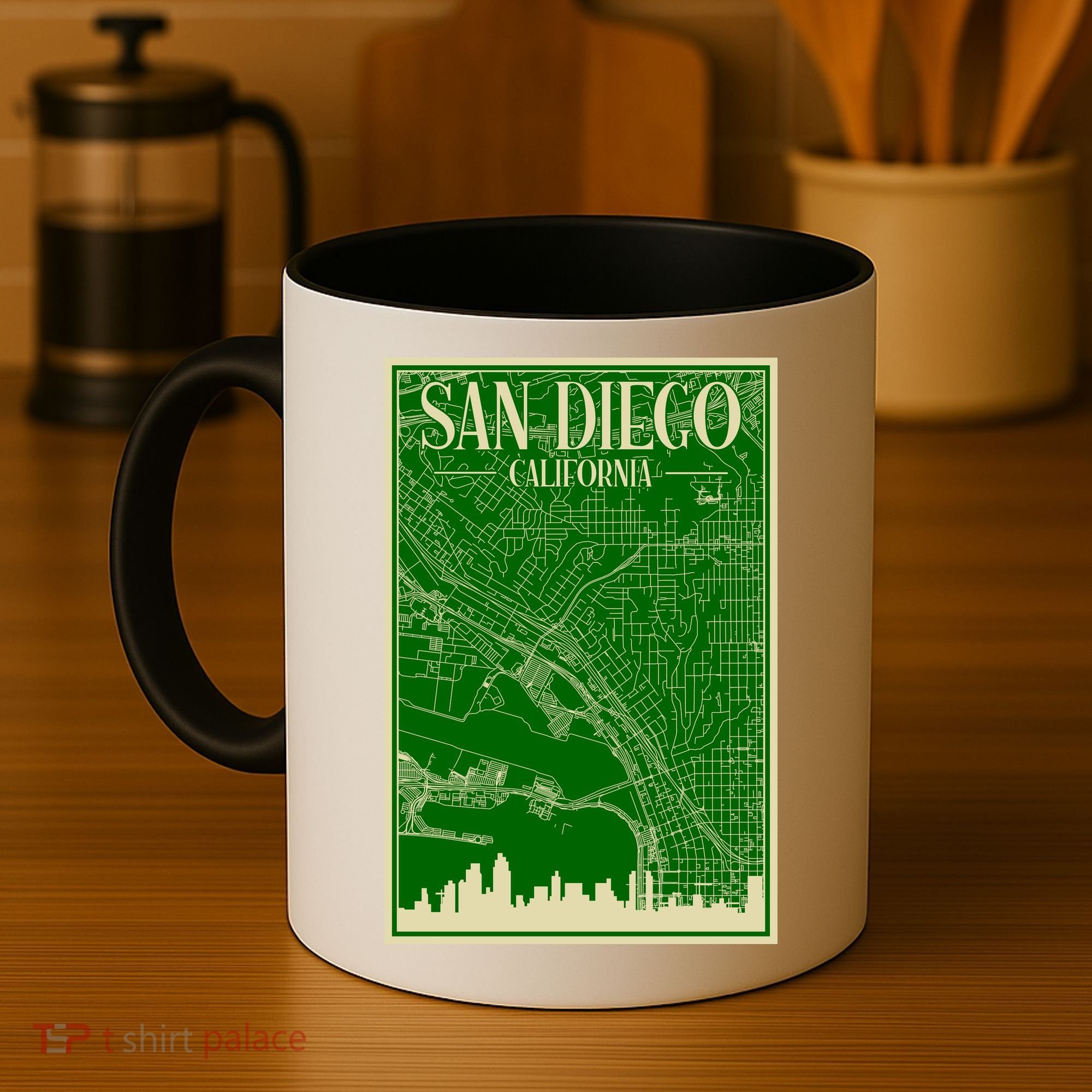 San Diego Hand Drawn Skyline Map Coffee Mug