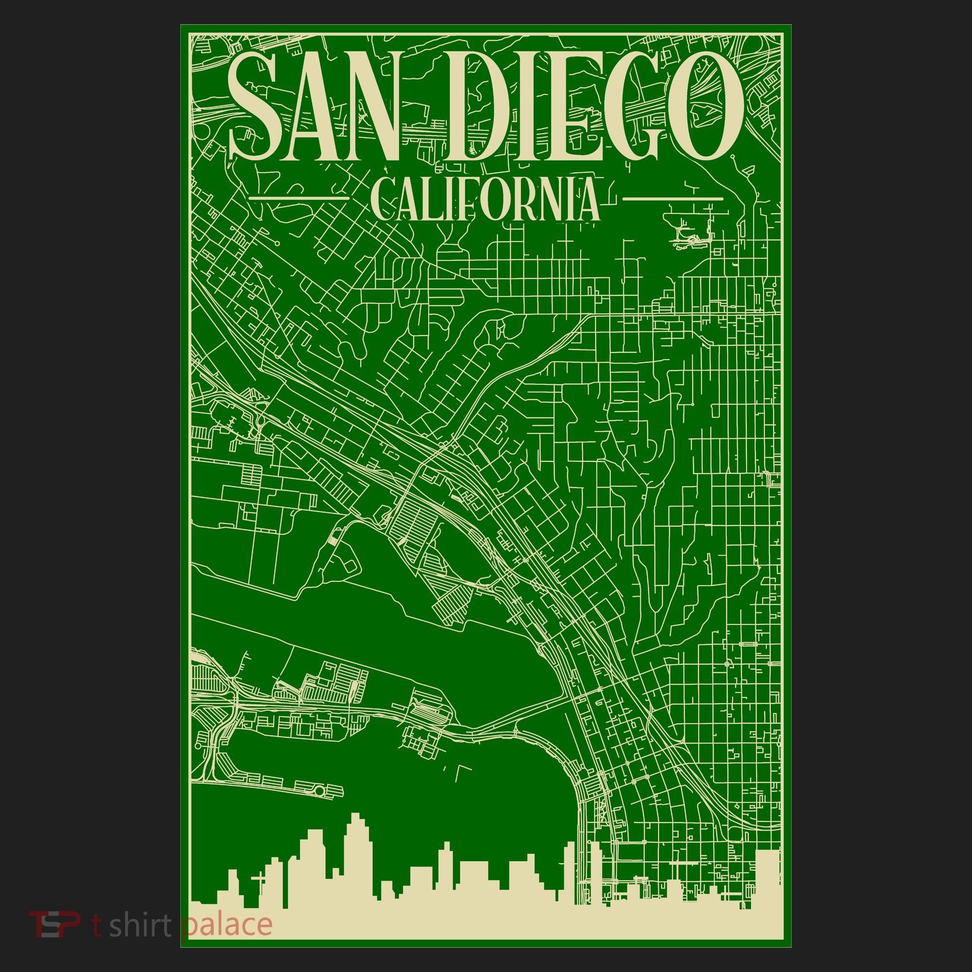 San Diego Hand Drawn Skyline Map Beanie
