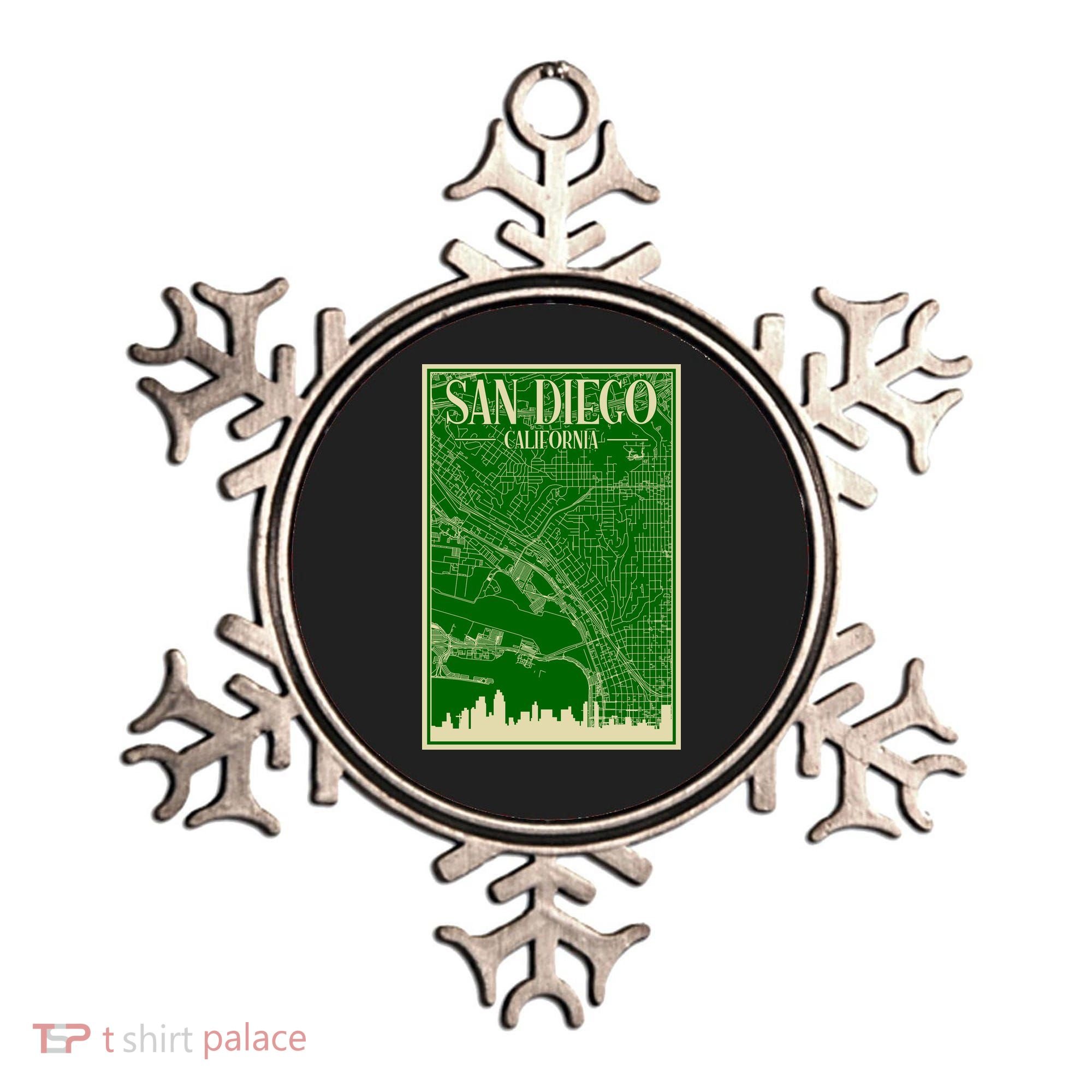 San Diego Hand Drawn Skyline Map Ornament