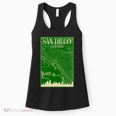 San Diego Hand Drawn Skyline Map Women's Tank Top