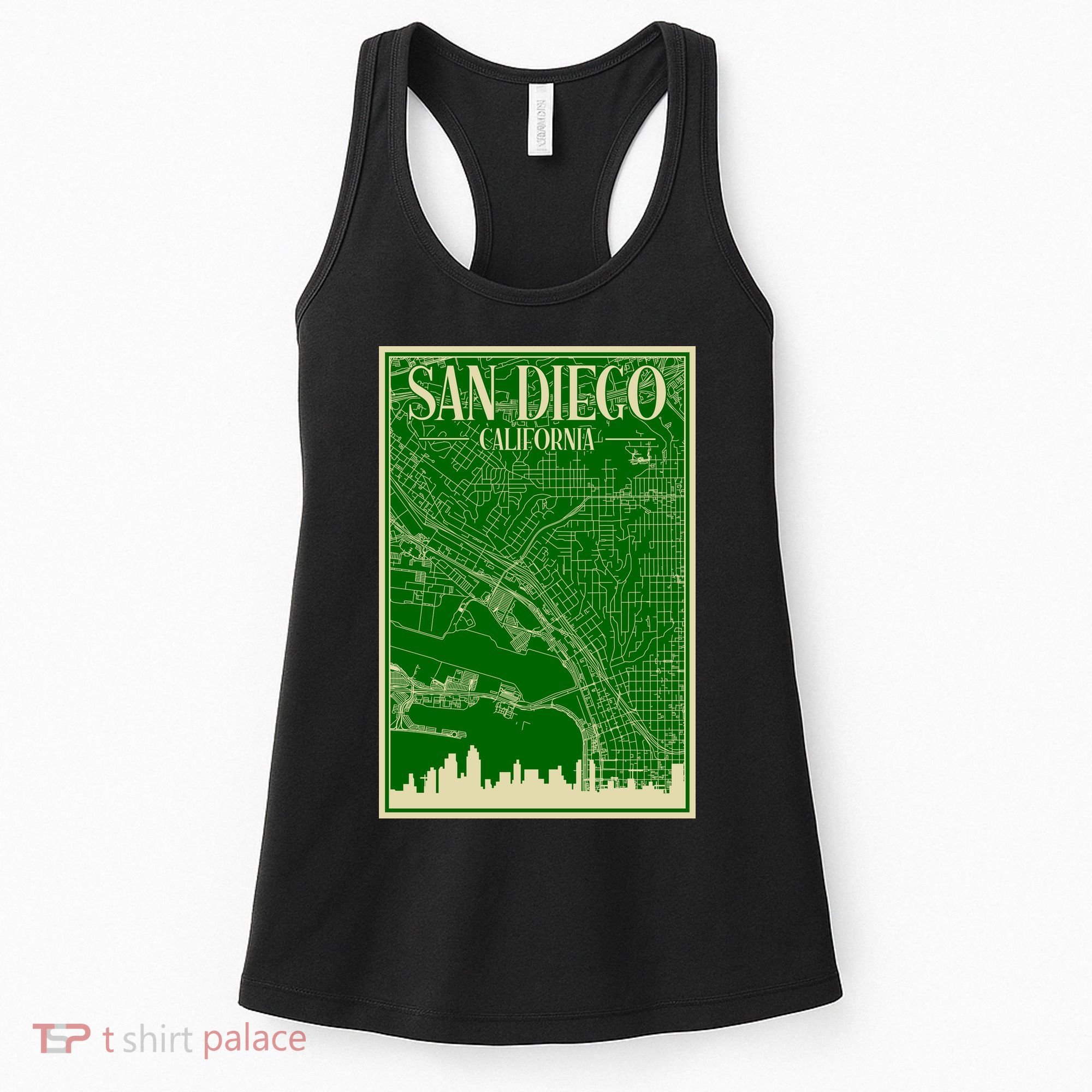 San Diego Hand Drawn Skyline Map Women's Tank Top