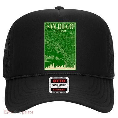 San Diego Hand Drawn Skyline Map Hat