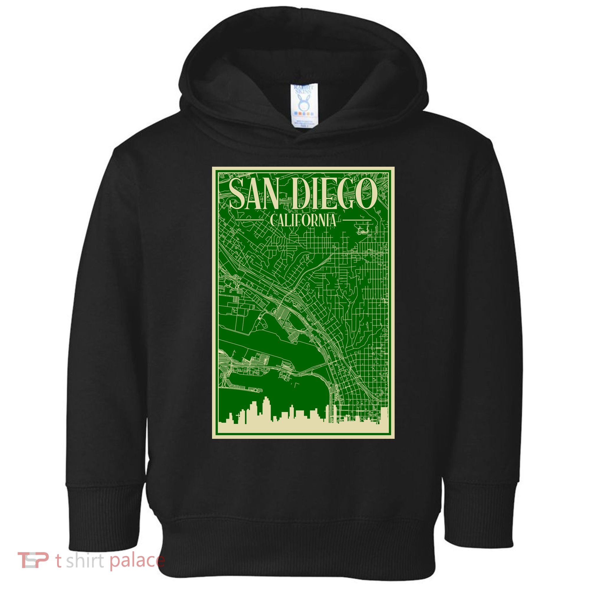 San Diego Hand Drawn Skyline Map Toddler Hoodie