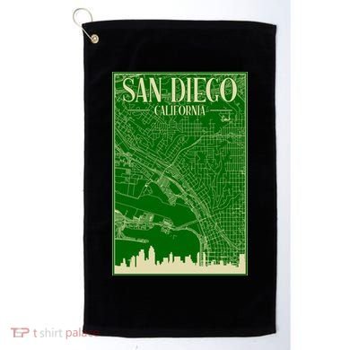San Diego Hand Drawn Skyline Map Golf Towel