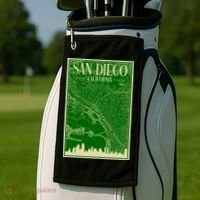 San Diego Hand Drawn Skyline Map Golf Towel thumb 2