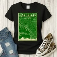 San Diego Hand Drawn Skyline Map Women's T-Shirt thumb 3